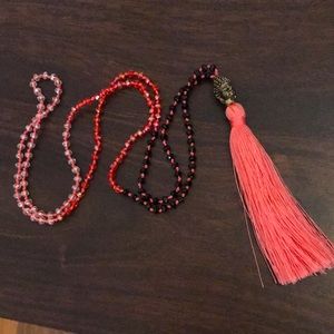 Beaded Tassel Buddha Head Necklace